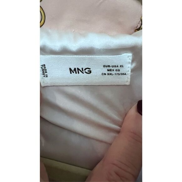 MNG MANGO WOMEN'S CHAIN PRINT STREET WEAR PREPPY HOODY JACKET LIGHT PINK SZ XL - Picture 5 of 10